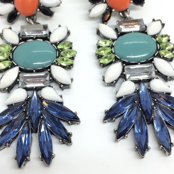 3/$30 COLORFUL STATEMENT RHINESTONE EARRINGS MULTICOLOR CLUSTER LONG PARTY - Picture 12 of 12